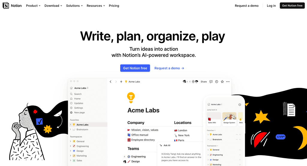 Notion helps you write, plan, organize, and play